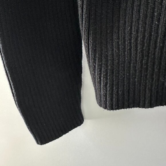 Express Men's XL Black Ribbed Full Zip-Up Sweater 100% Cotton - Picture 3 of 16